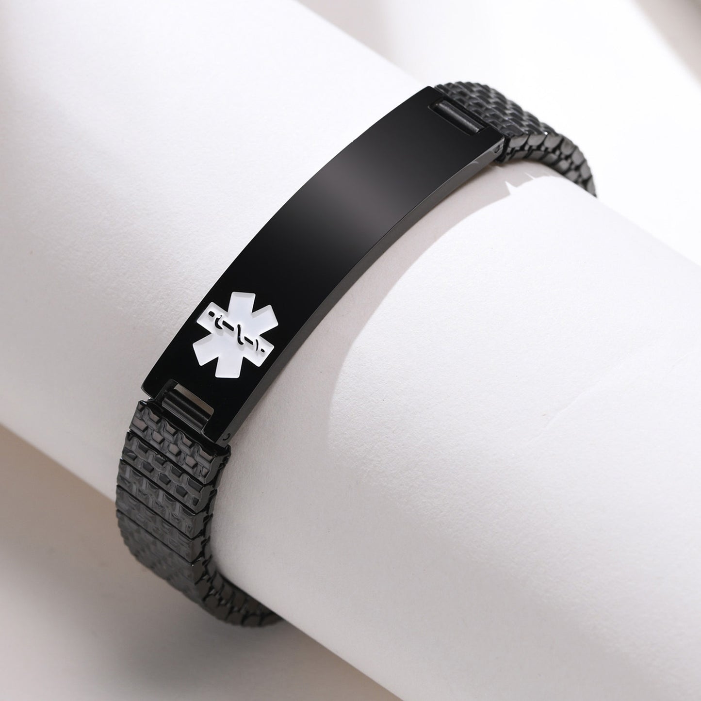 Cross-Border Bracelet Wholesale 12mm Stainless Steel Elastic Medical Logo Bracelet for Men