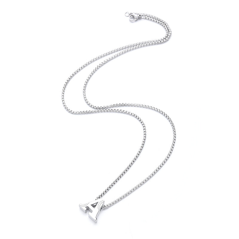 Glossy Letter Stainless Steel Pendant Necklace