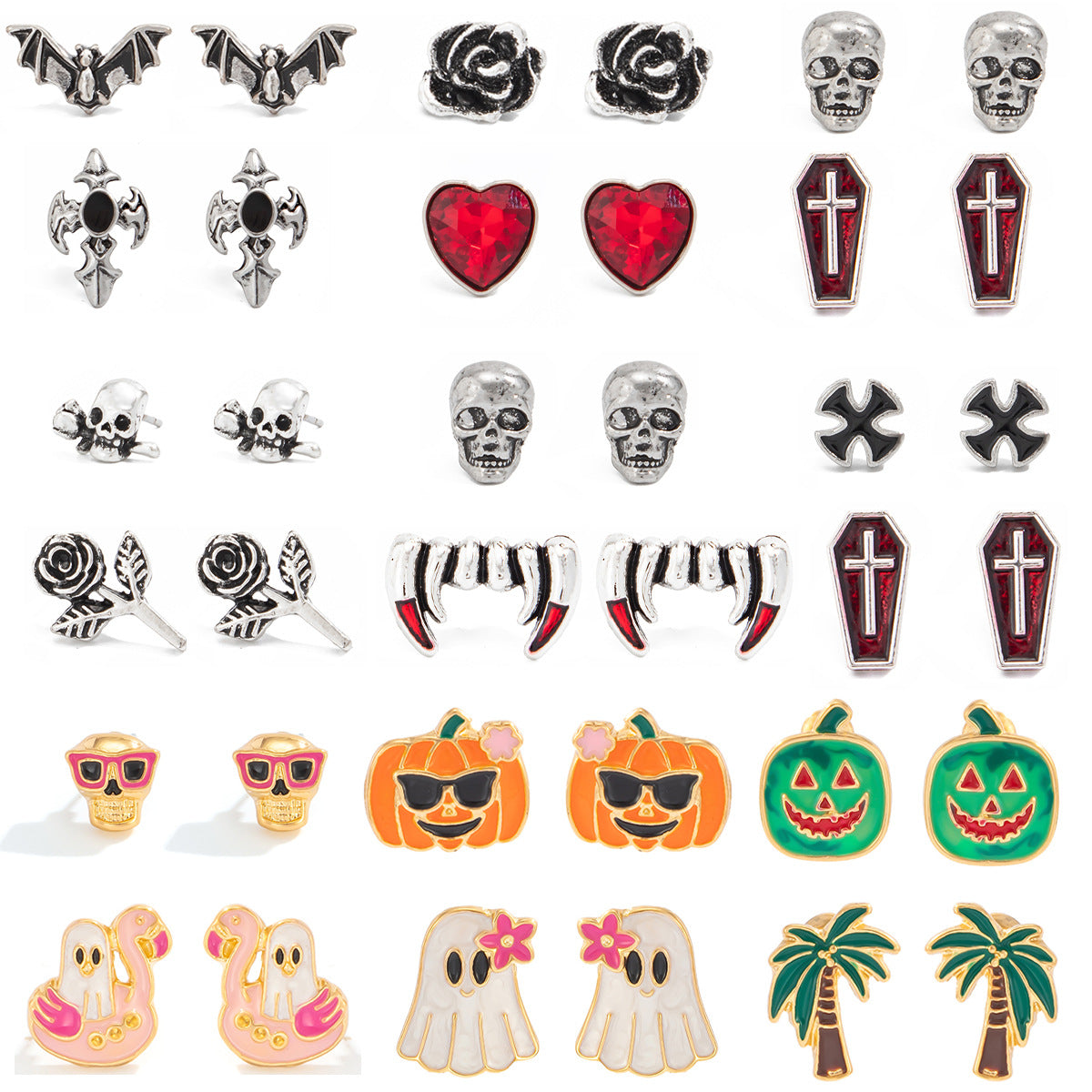 Planderful Vienna Verve Skull Cross Stud Earrings For Halloween Enthusiasts Gothic Statement Jewelry