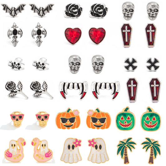 Planderful Vienna Verve Skull Cross Stud Earrings For Halloween Enthusiasts Gothic Statement Jewelry