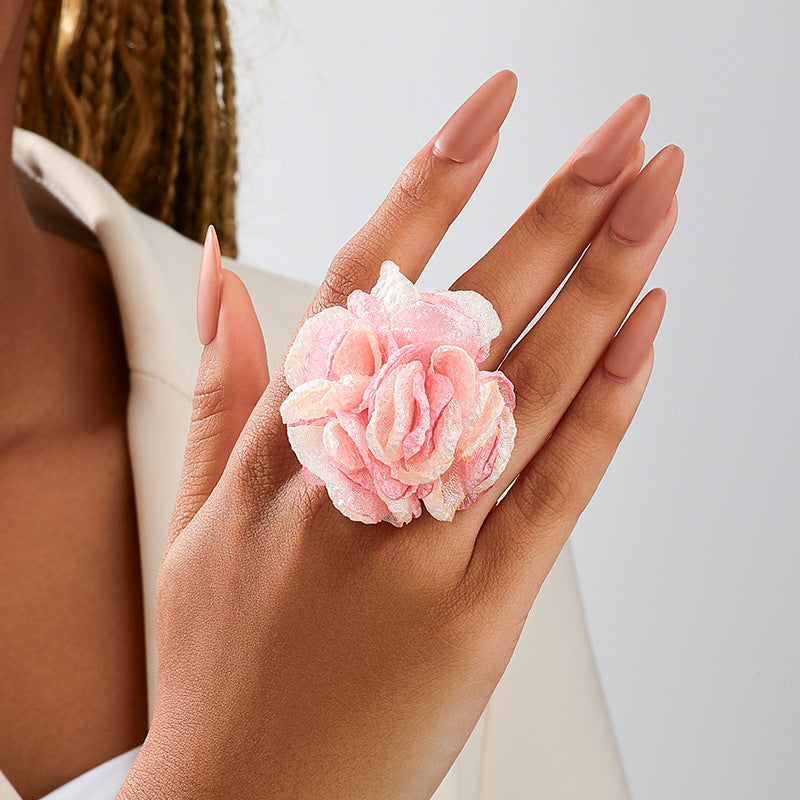 Charming Flower Gauze Lady Ring for Fashionable Women