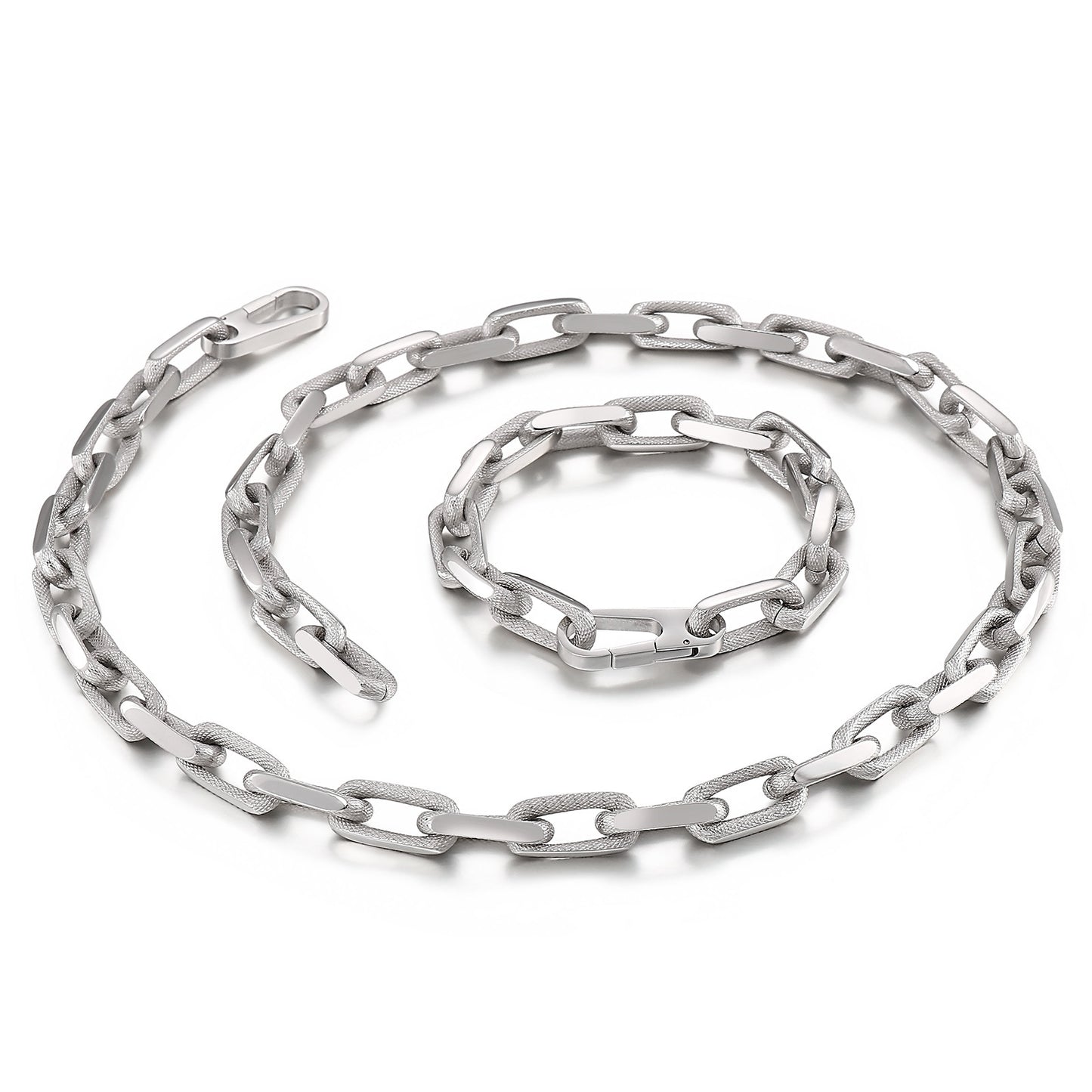 Back-Shaped Titanium Steel Men's Jewelry Set with Needle Detail