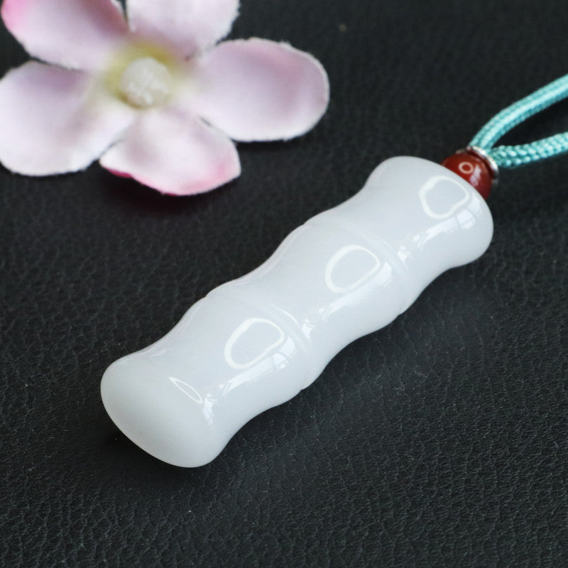 Golden Silk Jade Bamboo Pendant
