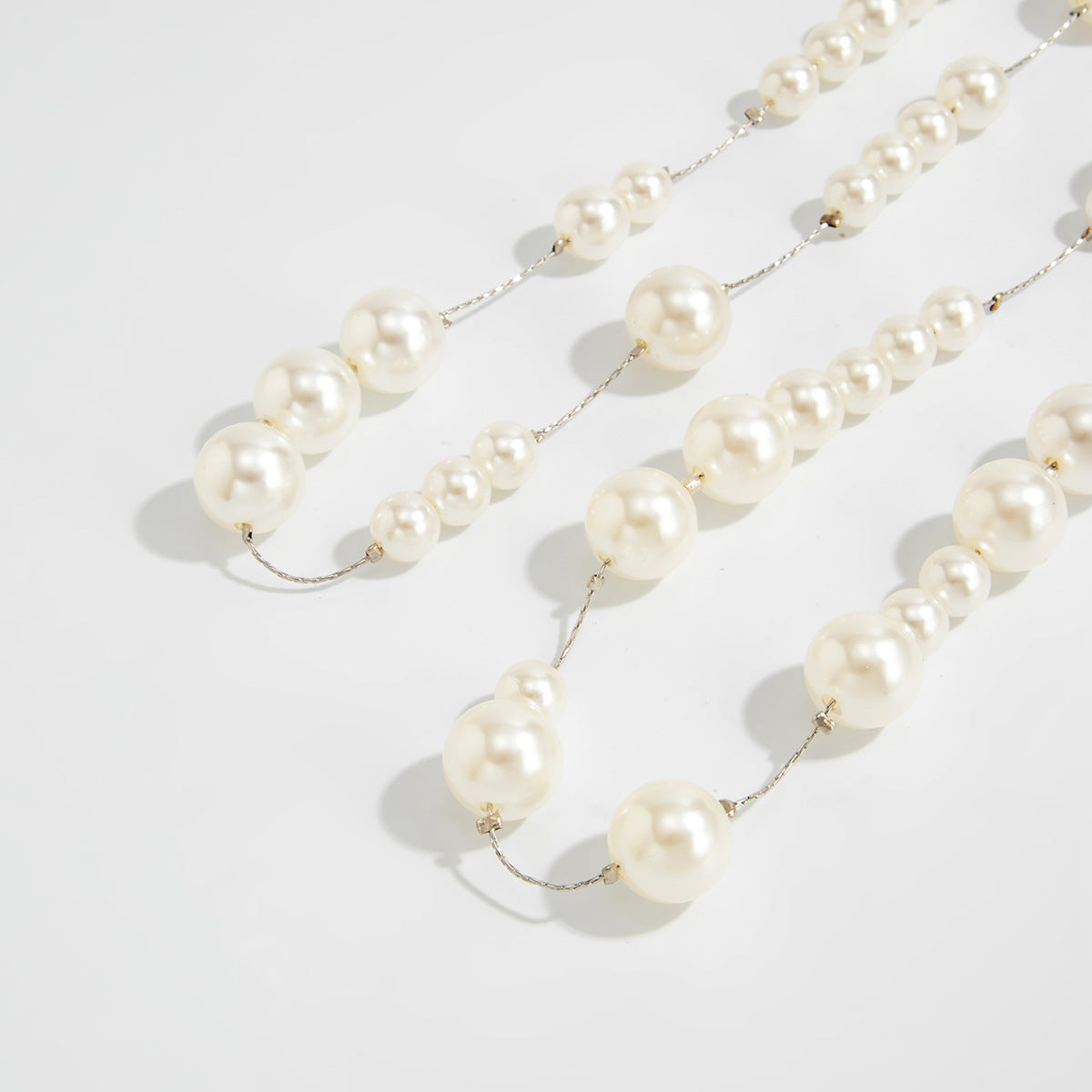 Oversized Pearl-Style Back Chain Necklace