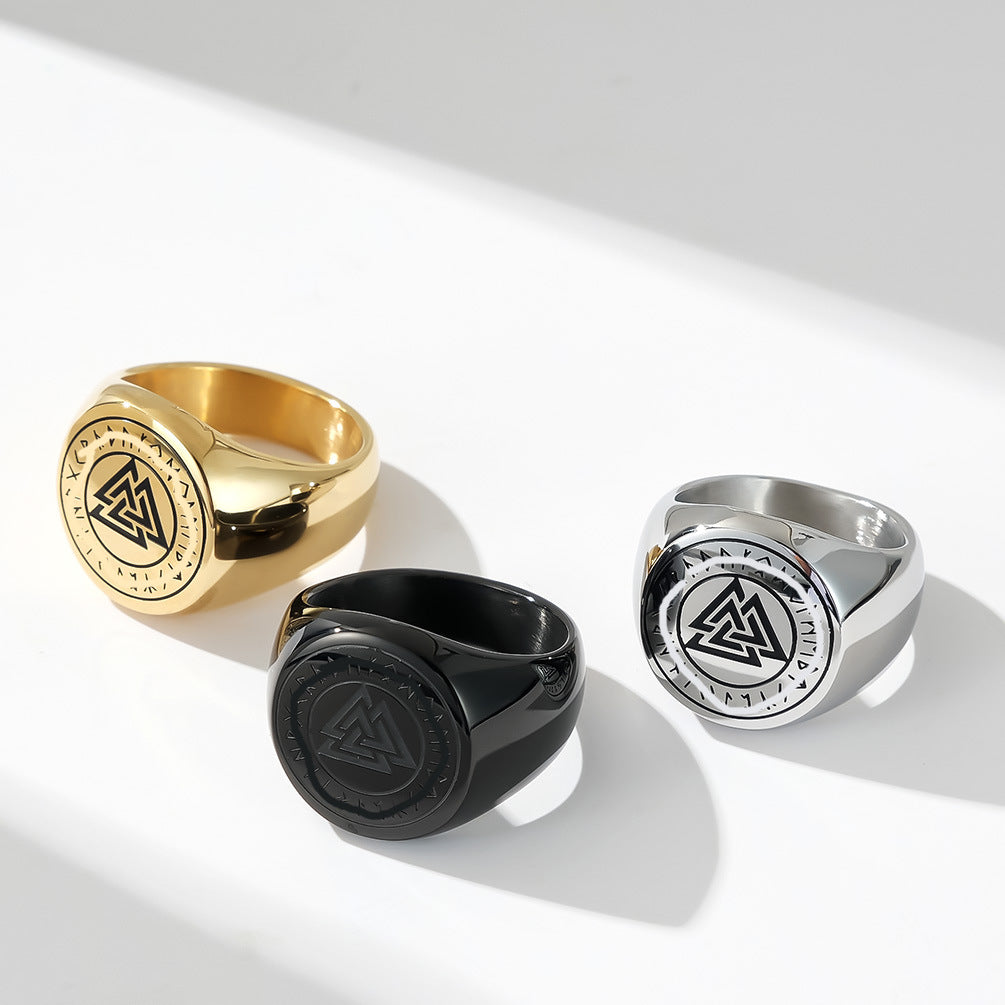 Amazon Nordic Viking Text Titanium Steel Ring for Men
