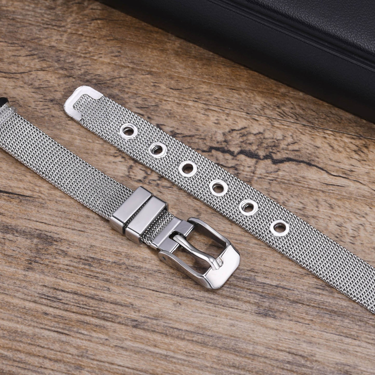 New Men's Stainless Steel Curved Mesh Strap Bracelet