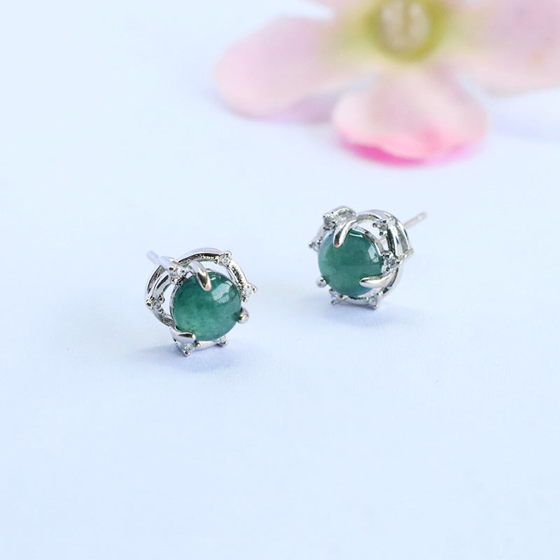 Blue-Water Jadeite Star Trail Stud Earrings