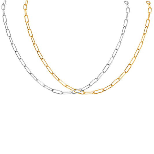 Stainless Steel Autumn & Winter Explosion Stacked Sweater Necklace Sliced Small Square