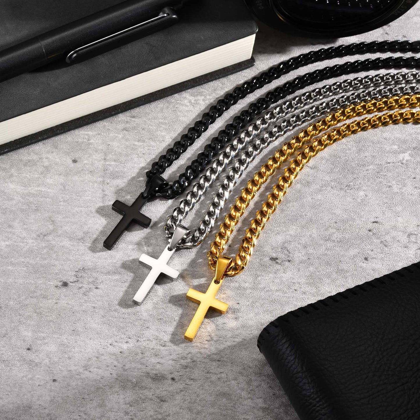 Planderful Stainless Steel Cross Necklace For Men Hip Hop