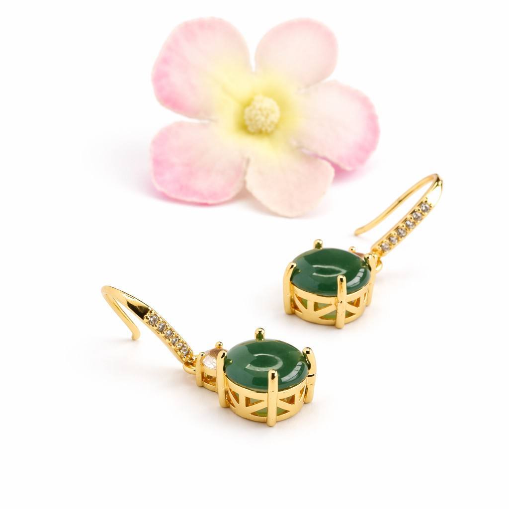 Blue-Water Jadeite Hook Earrings