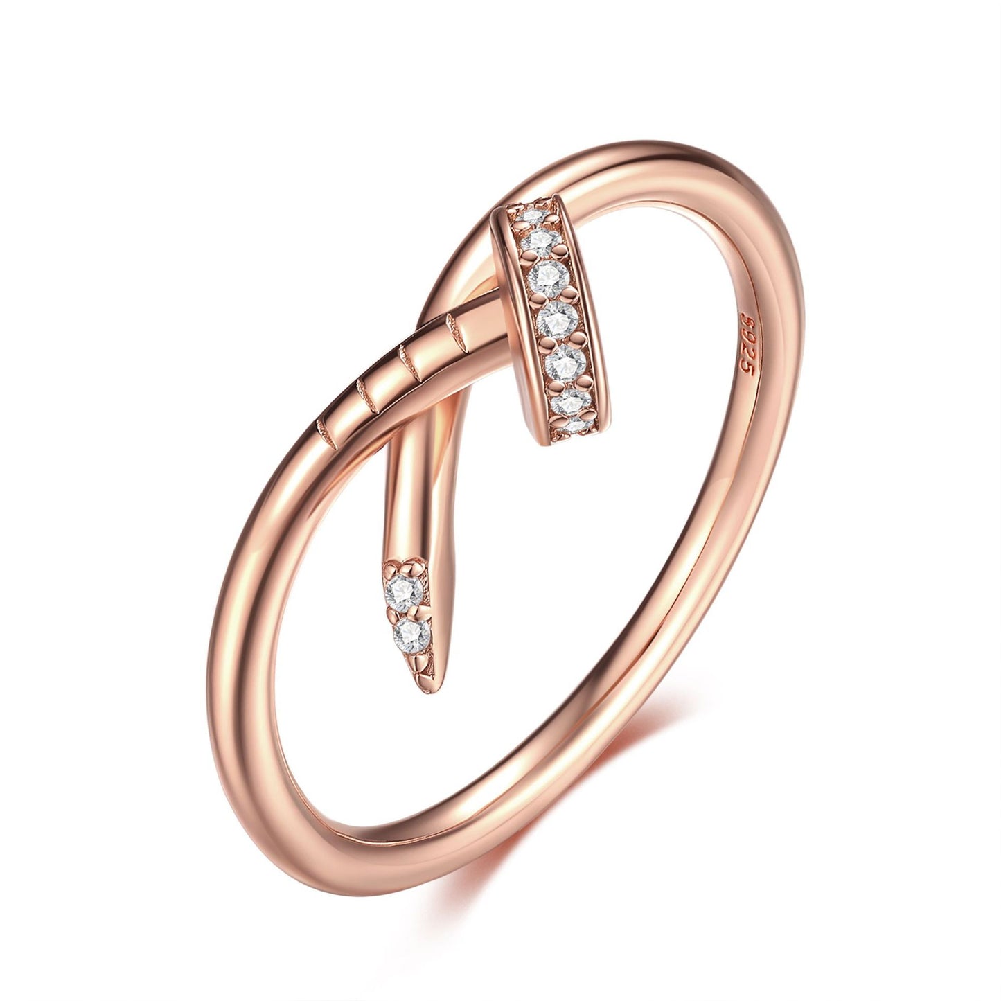 Simple Rose Gold 925 Silver Ring Women's High Sense Fashion Ring