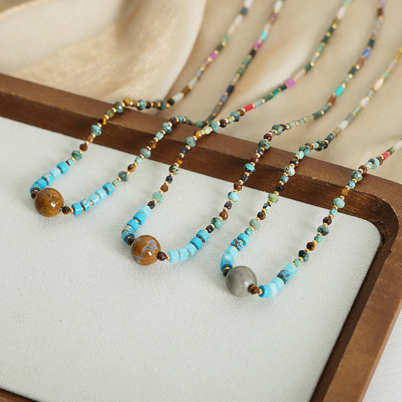 Bohemian Agate Stone Handmade Necklace - Retro High-end European American Jewelry