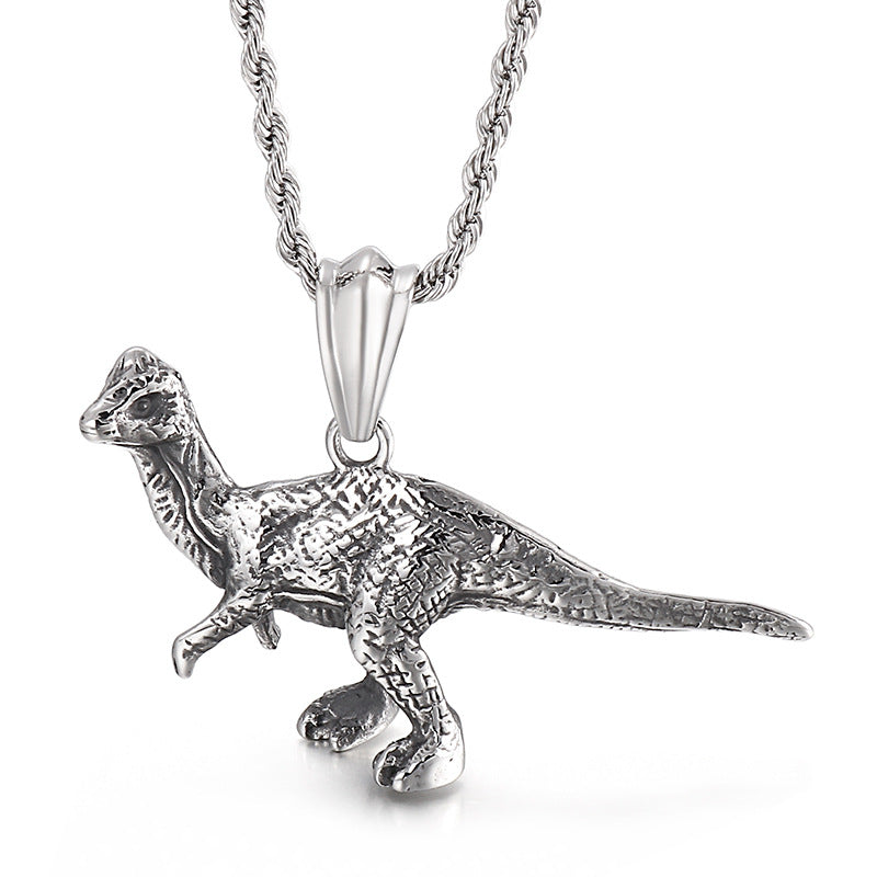 Retro Dinosaur Pendant for Men - European and American Fashion Titanium Steel Jewelry