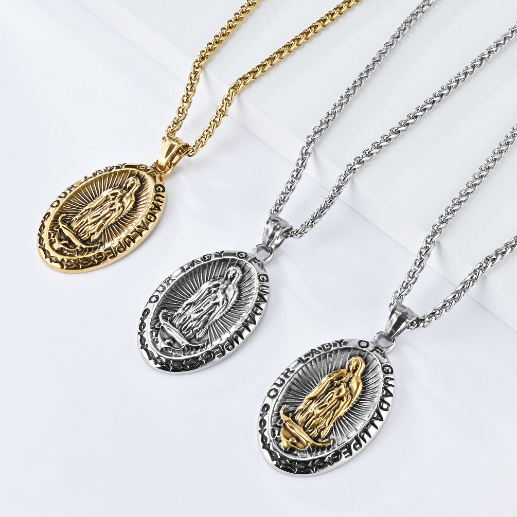 European And American Retro Virgin Mary Necklace For Men