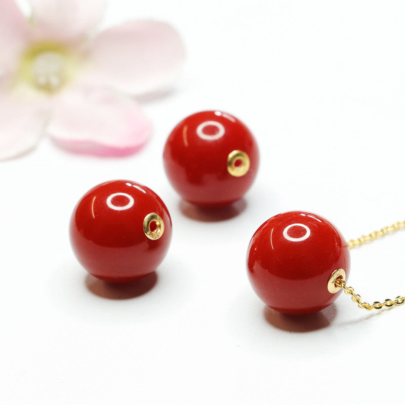 Agate Bead 18K Gold-Set Pendant — Chain Option