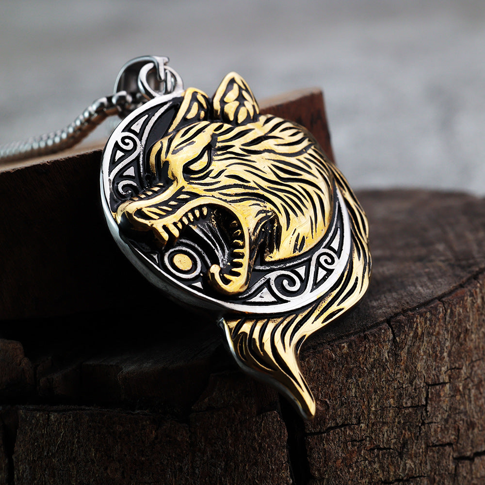 Punk Viking Wolf Stainless Steel Men's Pendant Necklace
