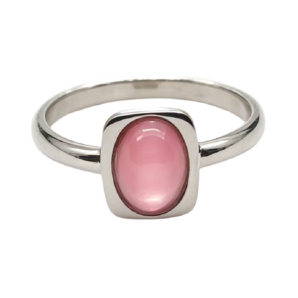 Colored Stone Titanium Steel Ring