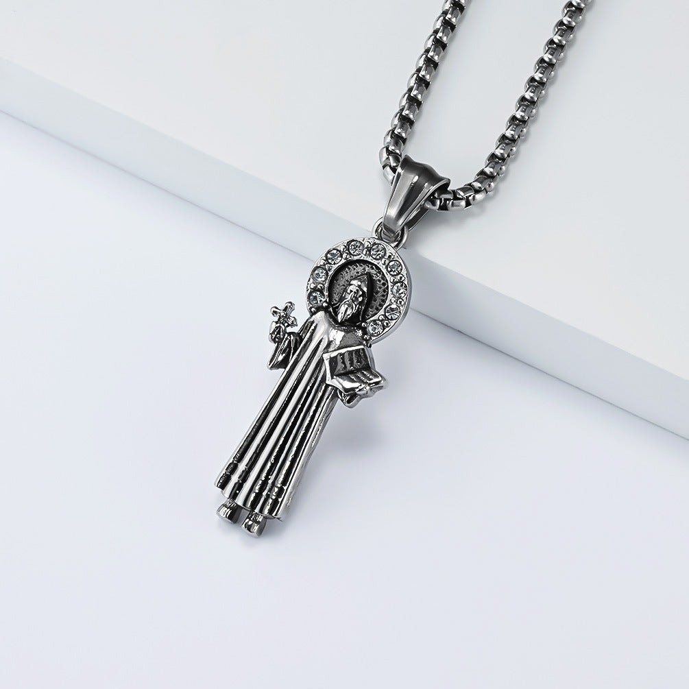 Saint Benedict Necklace Amulet Unisex Retro Stainless Steel Protection Pendant By Planderful Everyday Genie