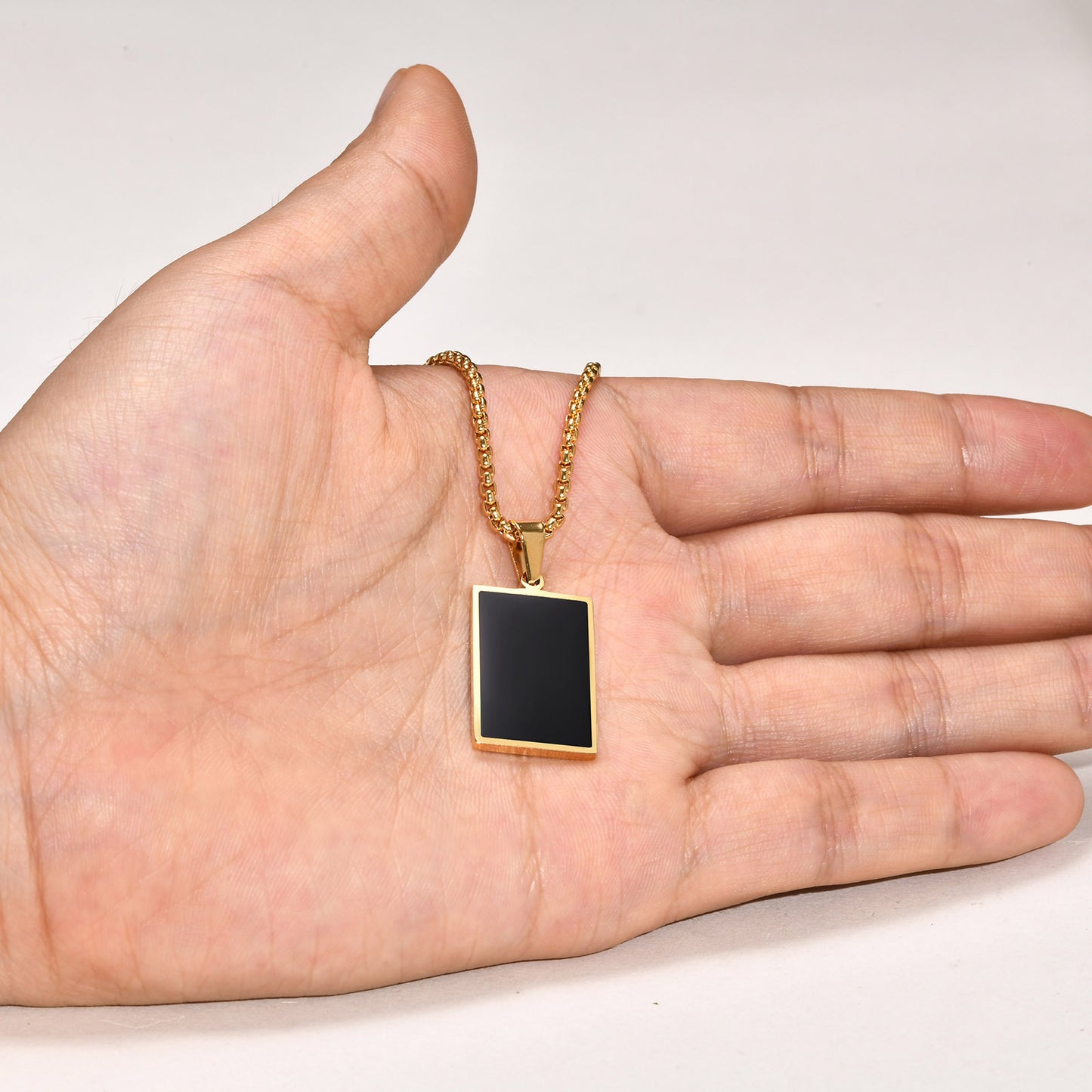 Geometric Pendant Necklace Men's Stainless Steel Epoxy Jewelry