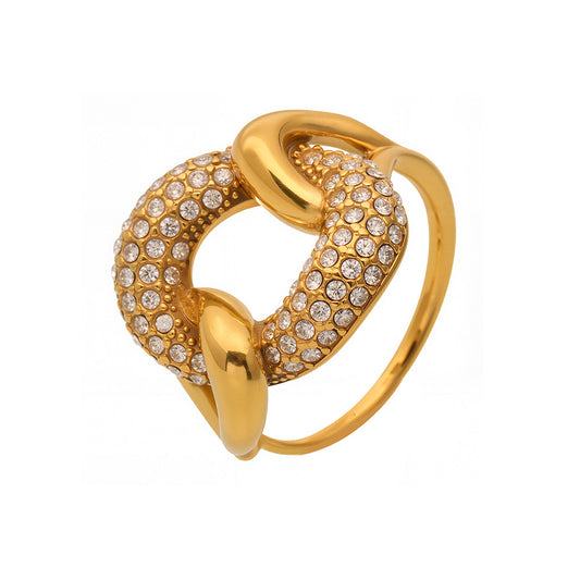 Planderful Zircon Geometric Buckle Ring Gold Plated Unisex