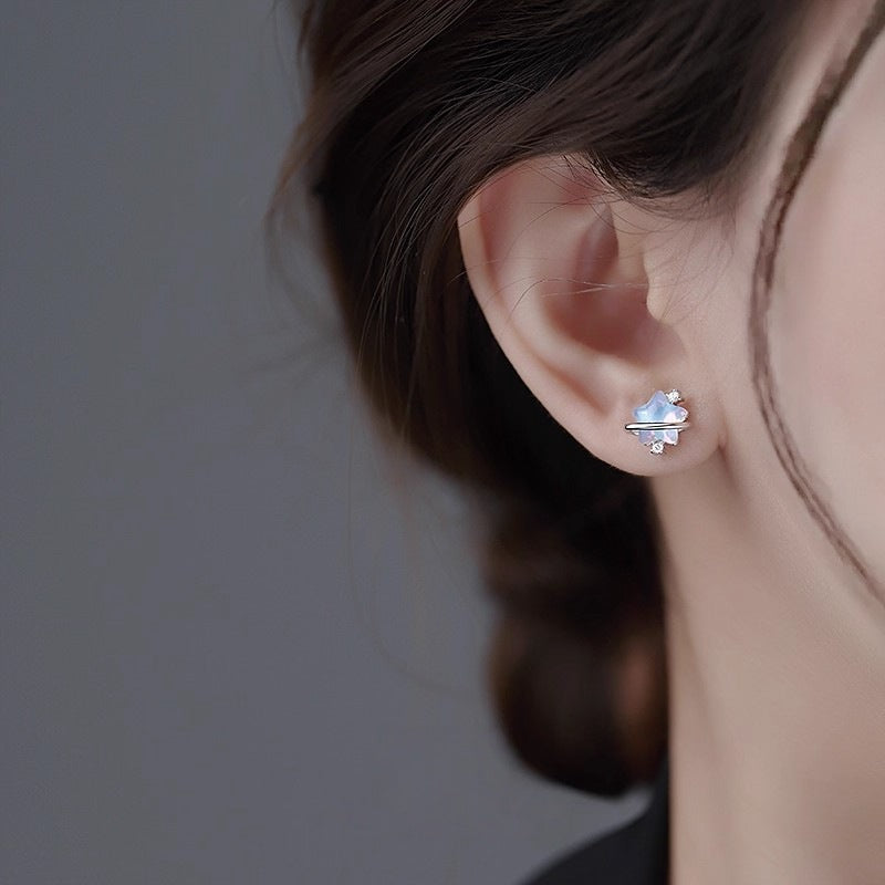 Planderful Sterling Silver Colorful Star Stud Earrings For Women Premium Luxury Fashion Jewelry Autumn Winter