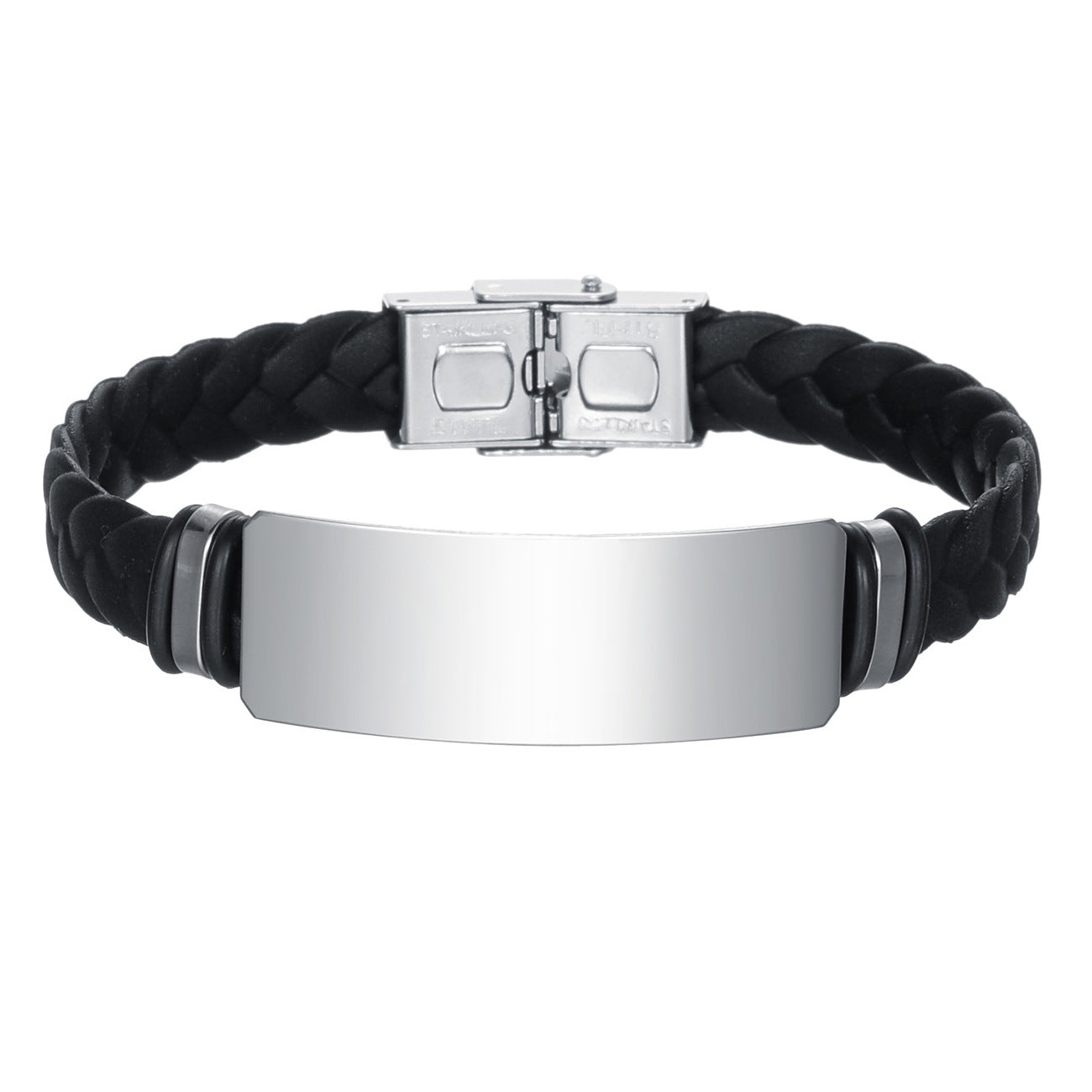 Planderful Everyday Genie Twist Woven Silicone Bracelet Stainless Steel Unisex Couple Protection Statement