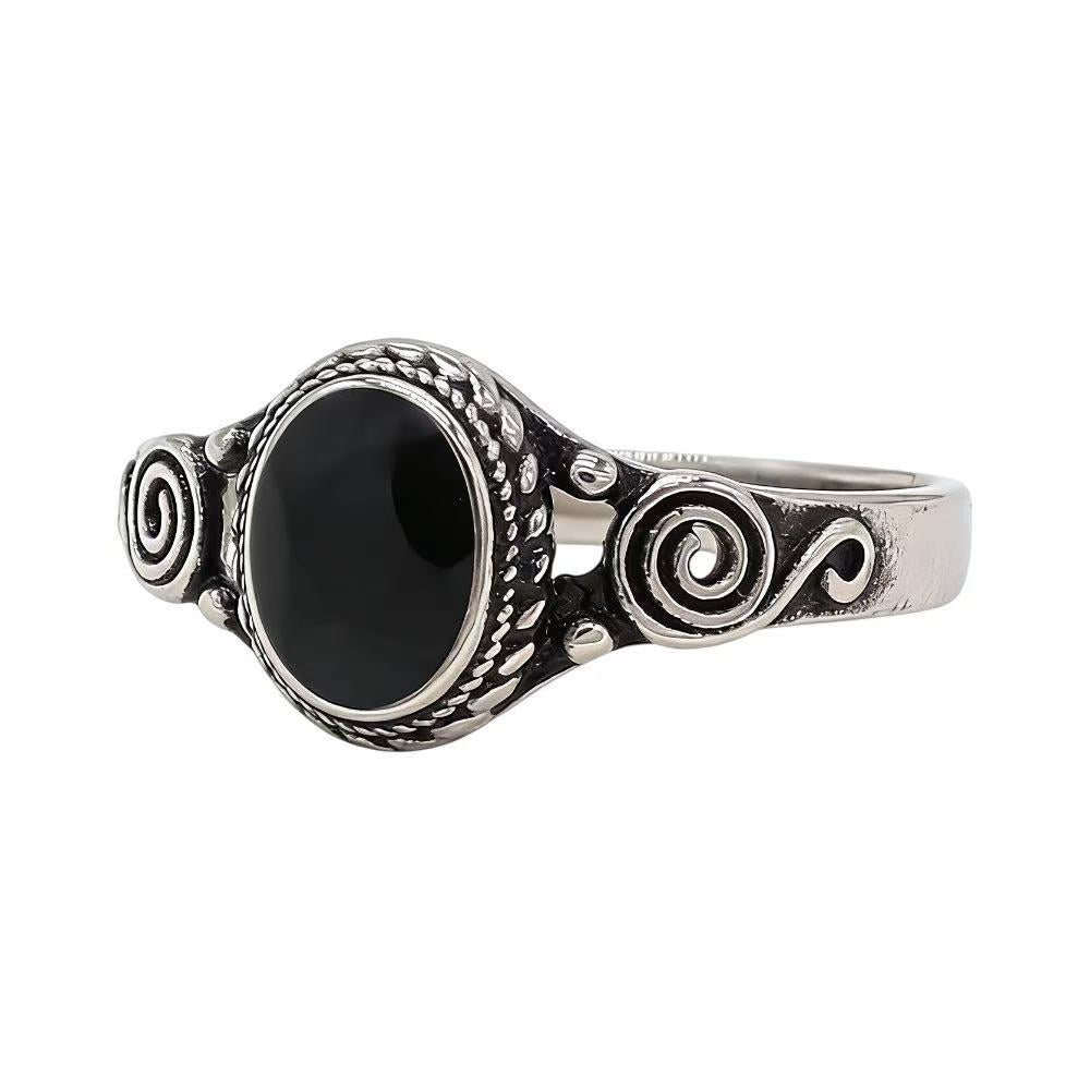 Titanium Steel Ring Unisex Retro Hollow Stone Statement By Planderful Everyday Genie Collection For Men And Women