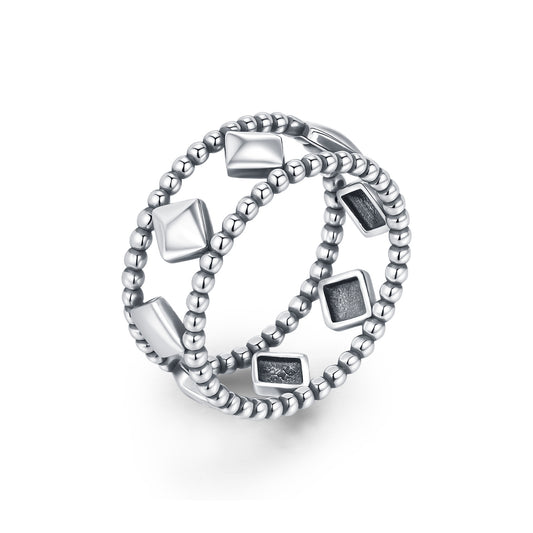 925 Sterling Silver Geometric Diamond-Shaped Ring