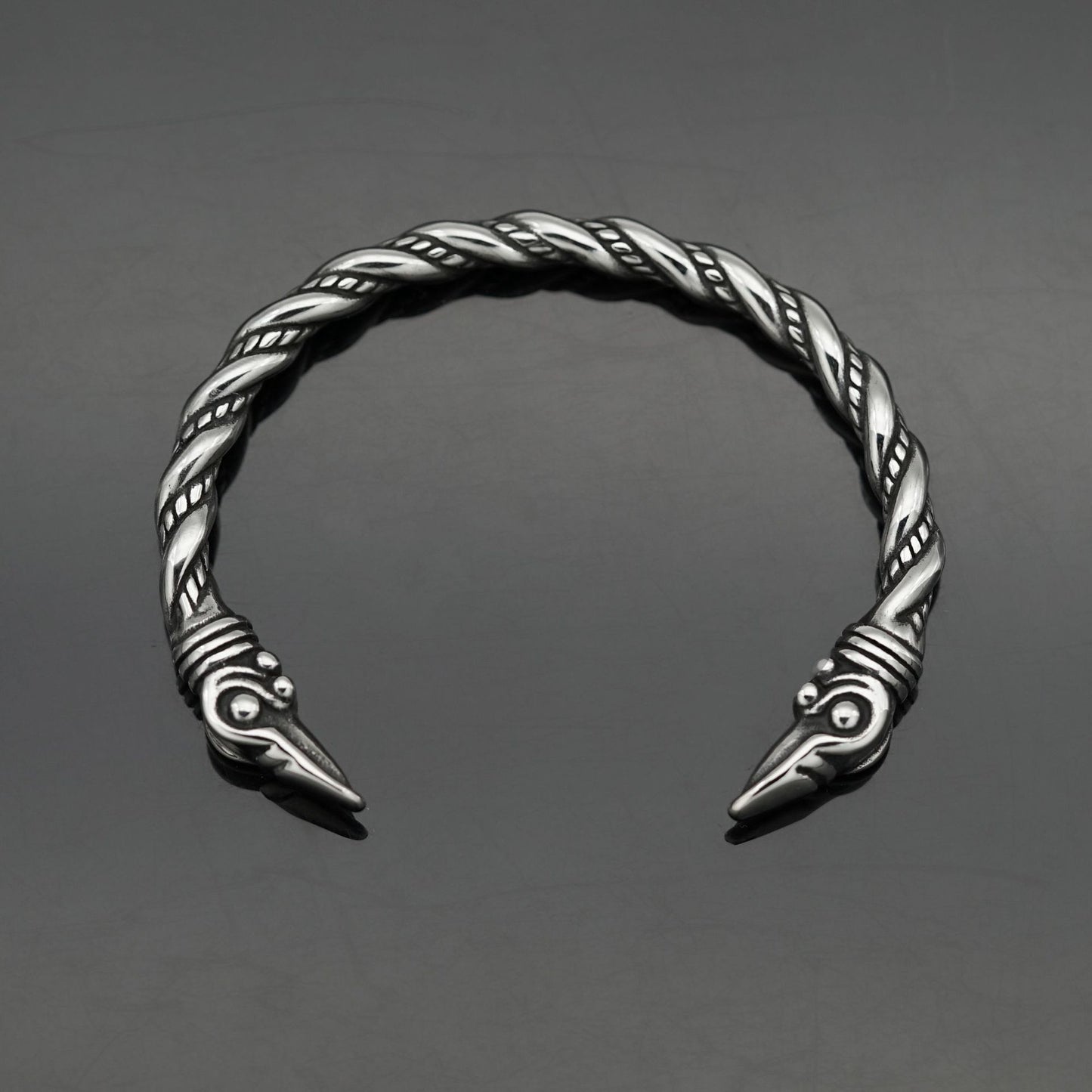 Planderful Viking Crow Bracelet Stainless Steel Open Double Head For Unisex Protection