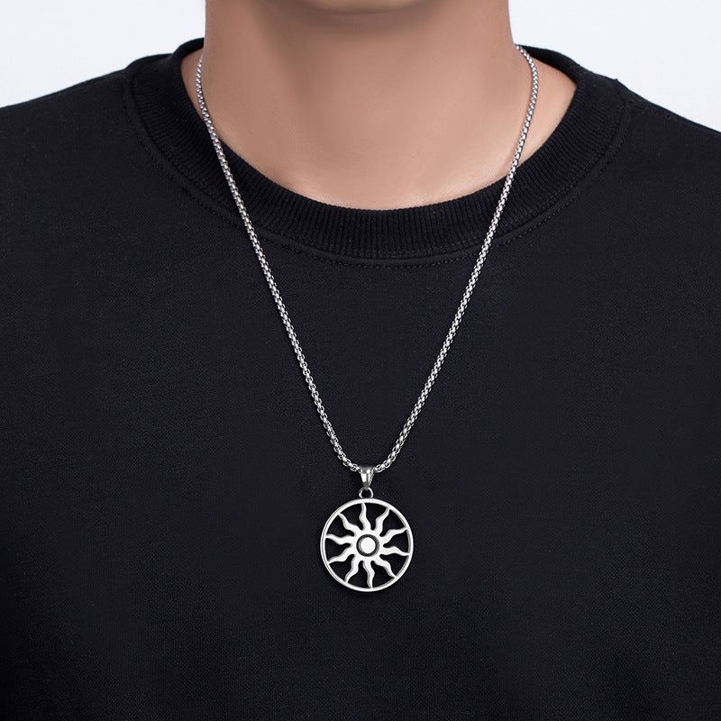 Titanium Steel Necklace – Minimalist Nordic Helios Pendant