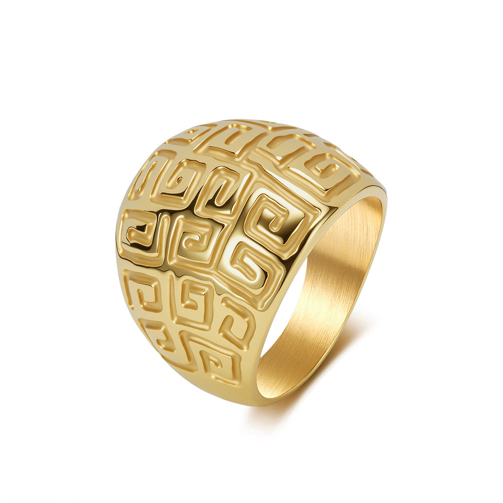 Vintage Gold-Plated Stainless Steel Ring