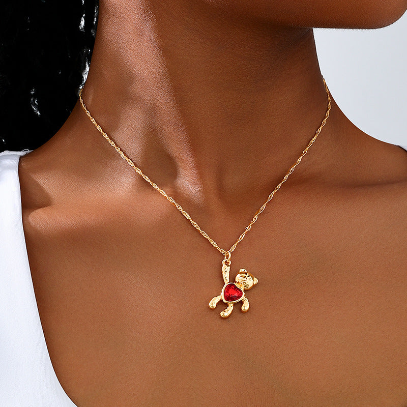 Planderful Vienna Verve Necklace and Earrings Set – Fashionable Red Love Design