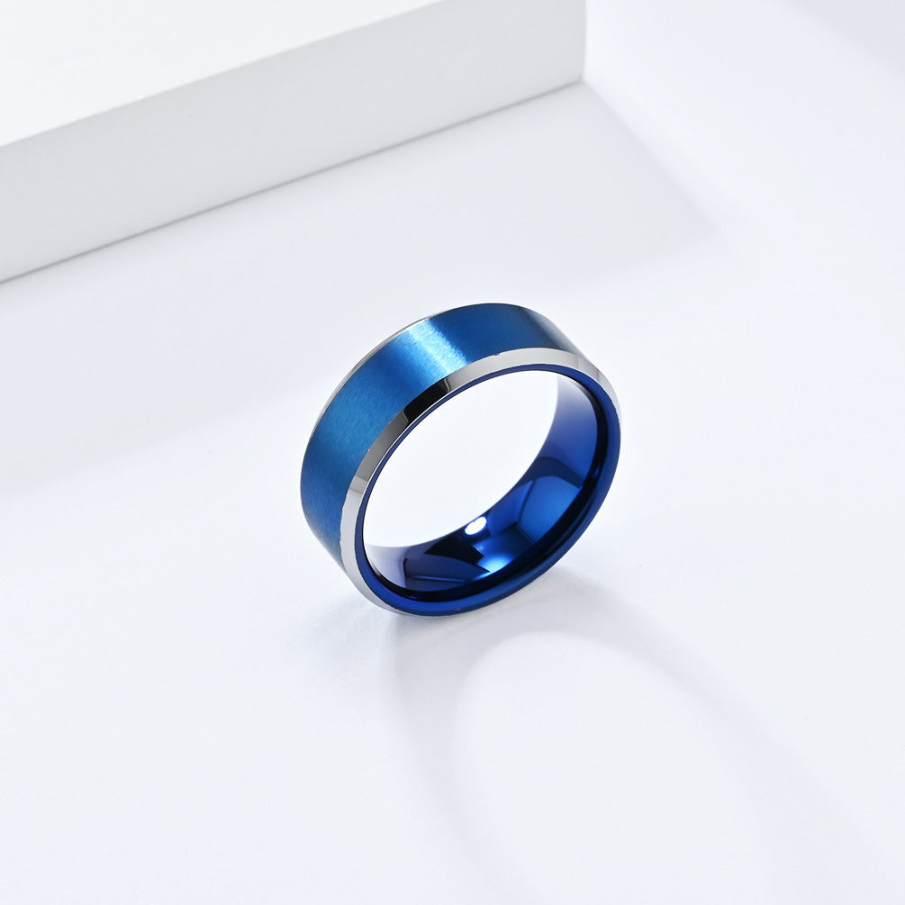 8mm Matte Brushed Tungsten Carbide Ring Men's Tungsten Gold