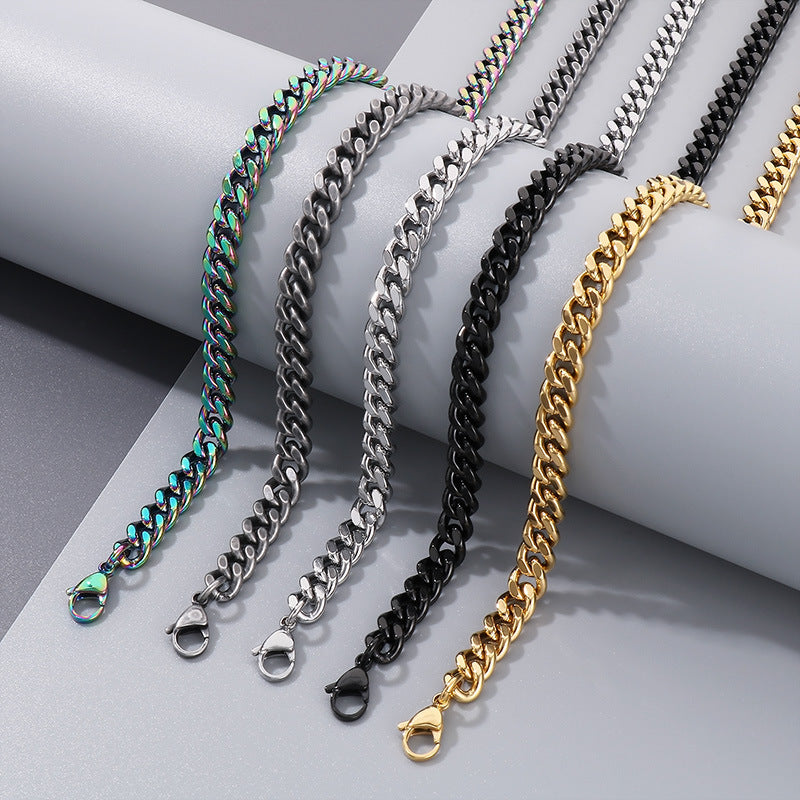 Planderful Men Stainless Steel Oxidized Button Necklace