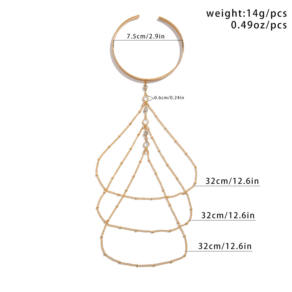 Romantic Su Open Arm Bracelet Metal U-Shaped Chain Arm Chain