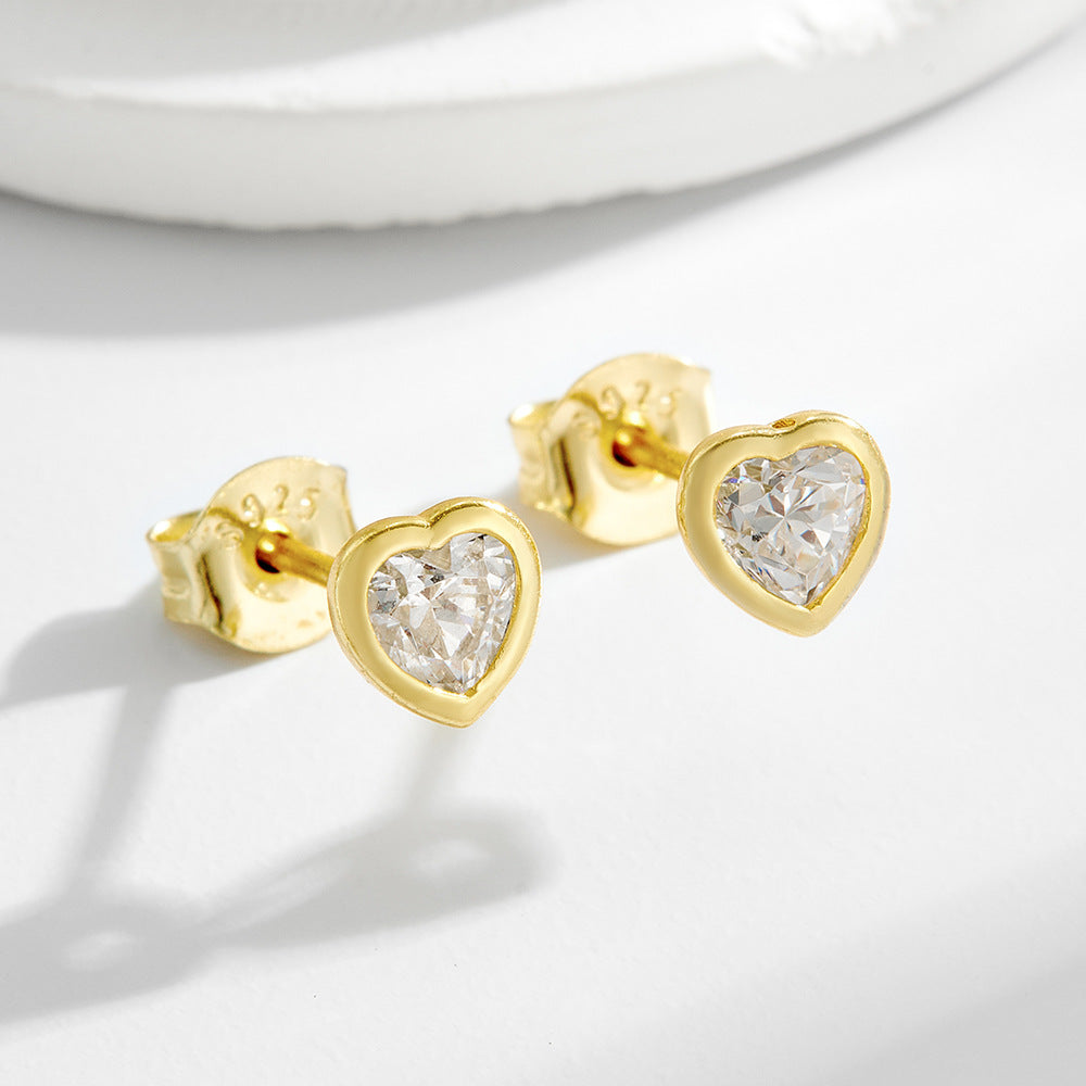 Planderful S925 Sterling Silver Zircon Stud Earrings For Women Minimalist Elegant High End