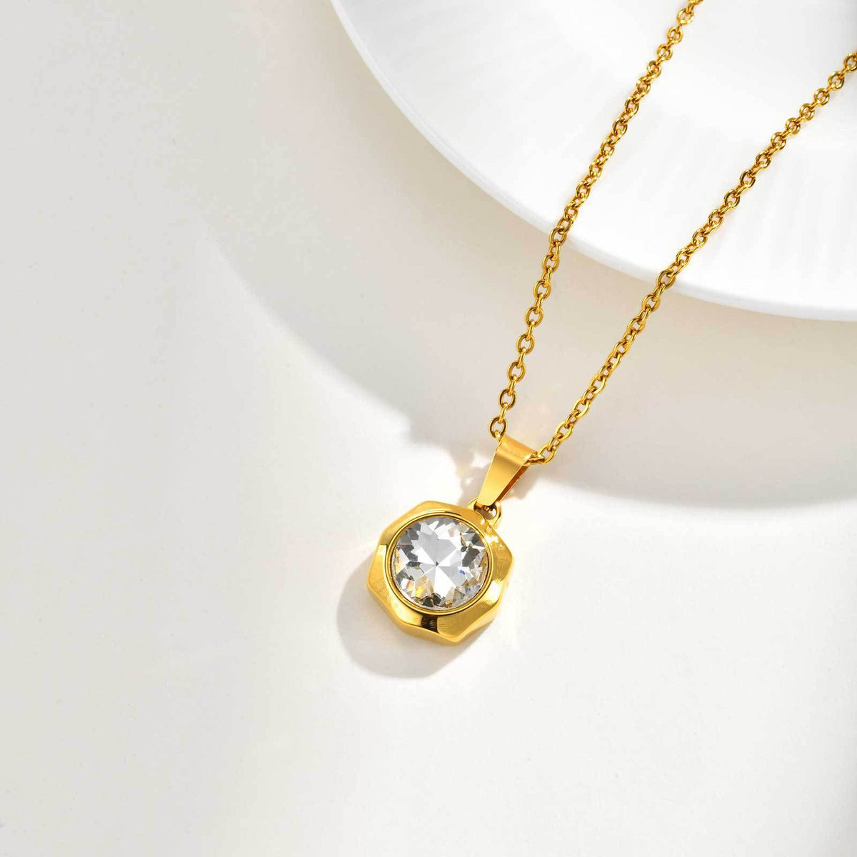 Zircon Geometric Stainless Steel Pendant for Women