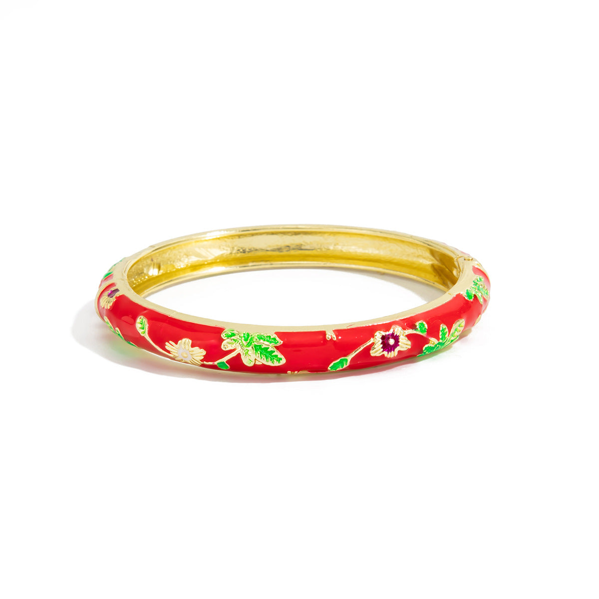 Planderful Vienna Verve Floral Opening Bracelet For Women Pastel Color Dripping Oil Style Elegant Metal Jewelry