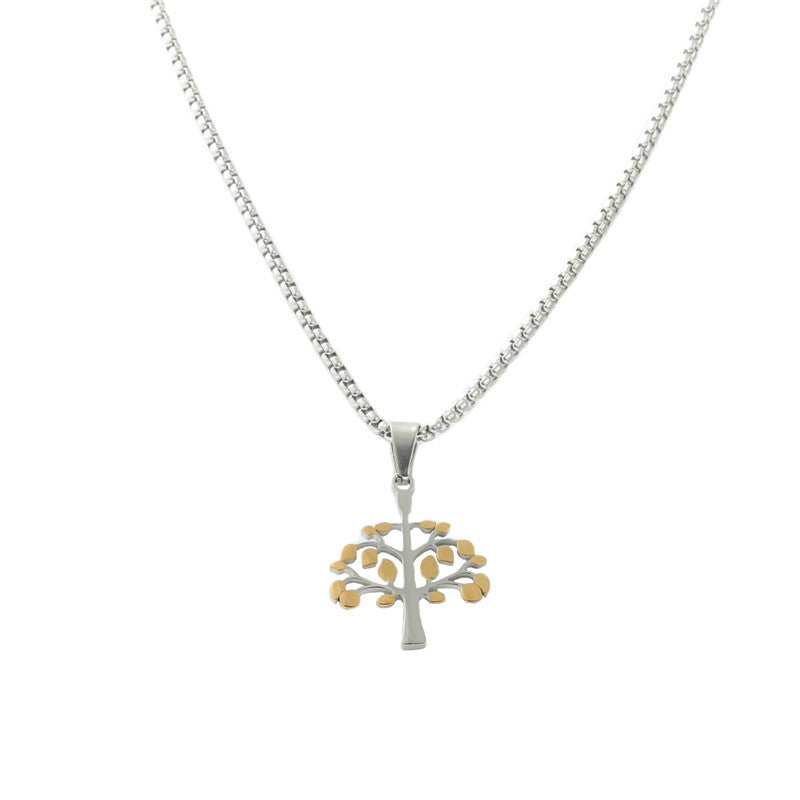 Personalized Retro Tree of Life Pendant Necklace for Men in Titanium Steel