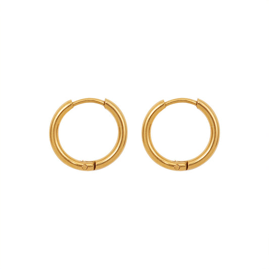 Chic Round Gold Textured Titanium Earrings