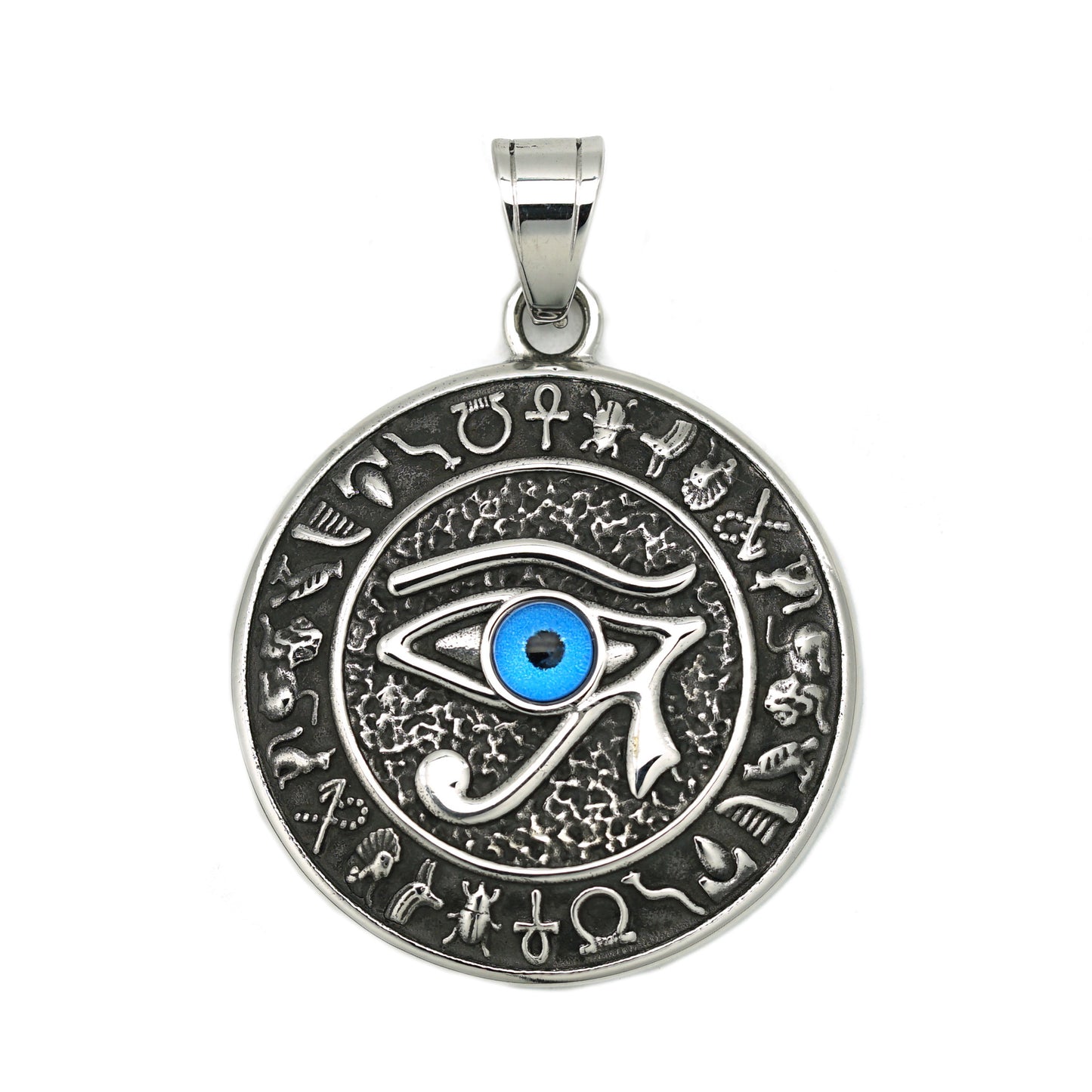 Steel Necklace – Statement Eye Of Horus Pendant In Egyptian Inspired Design By Planderful