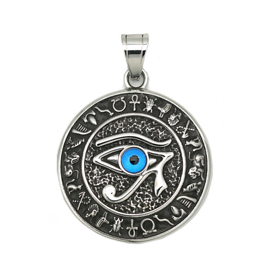 Steel Necklace – Statement Eye Of Horus Pendant In Egyptian Inspired Design By Planderful