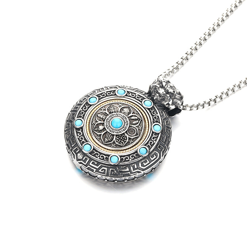 Steel Necklace – Vintage Chinese Dragon Buddha Inspired Pendant For Everyday Wear