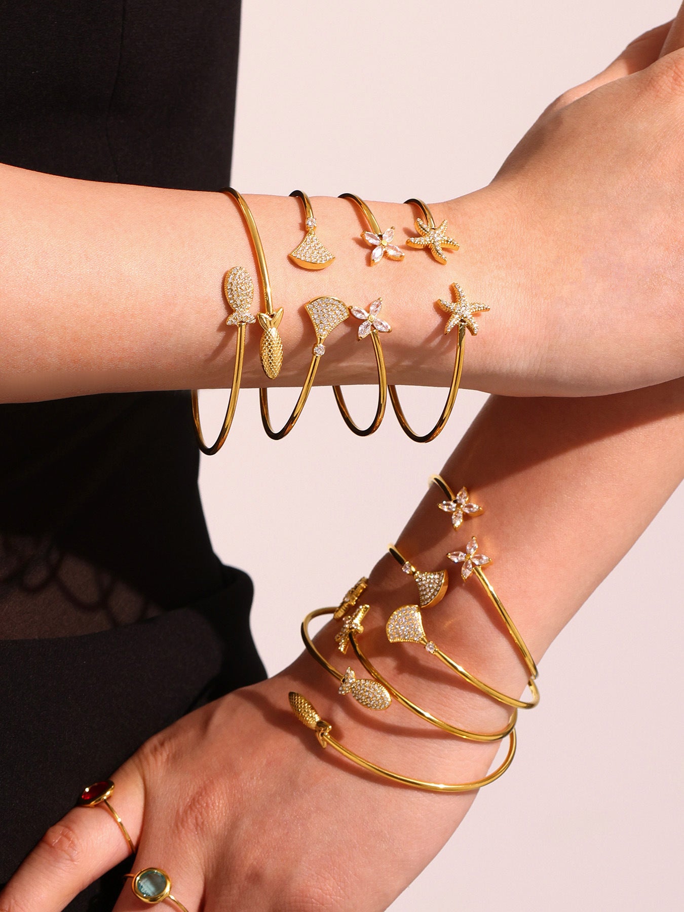 Planderful Ocean Zircon Starfish Bracelet For Her 18K Gold