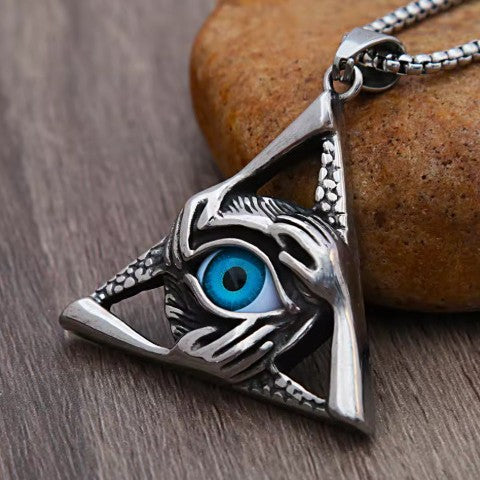 Planderful Devil's Eye Necklace For Men Stainless Steel Streetwear Pendant Everyday Genie Collection