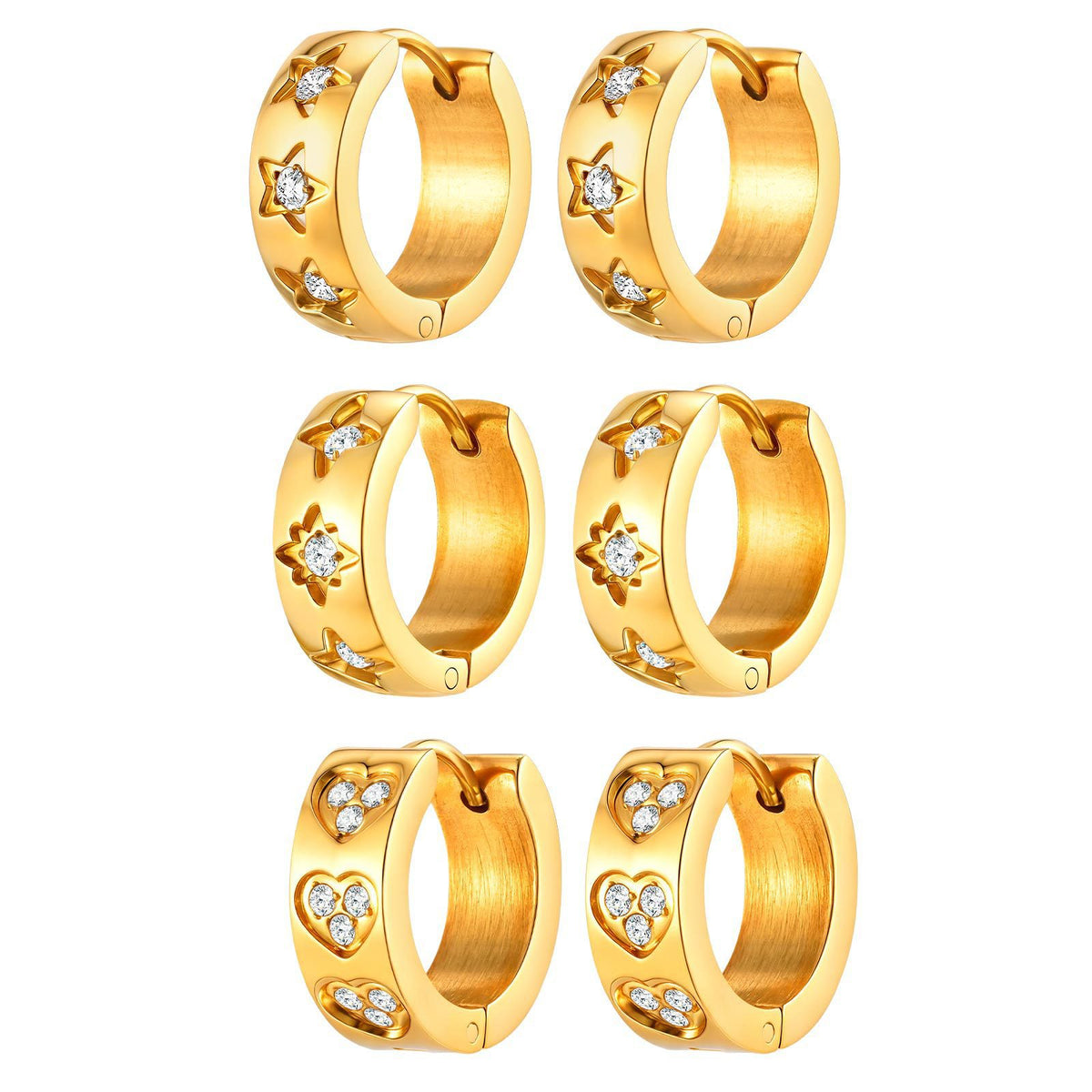 Gold-Tone Crystal Starburst Huggie Hoop Earrings