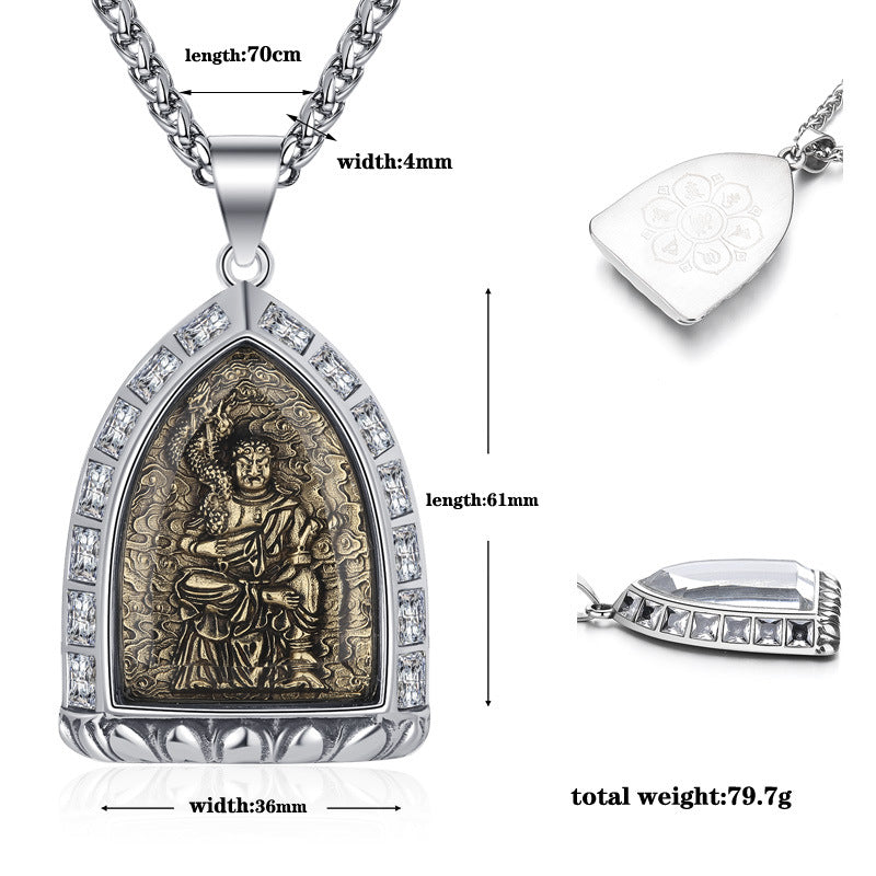 Steel Necklace – Elegant Chinese Buddha Style