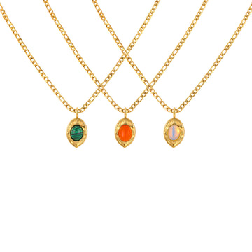 Stainless Steel Natural Malachite Necklace Collarbone Chain