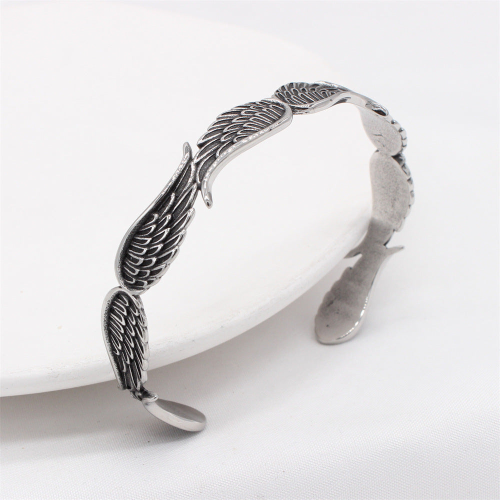 Planderful Titanium Steel Bracelet Unisex Feather Design