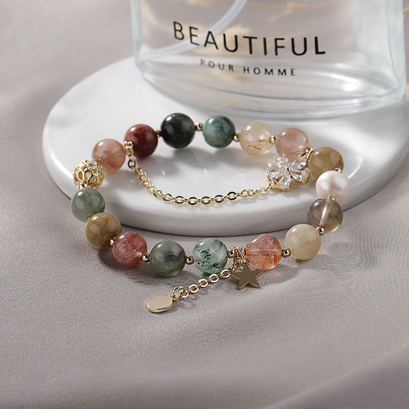 Fortune's Favor Sterling Silver Crystal and Zircon Flower Bracelet for Women